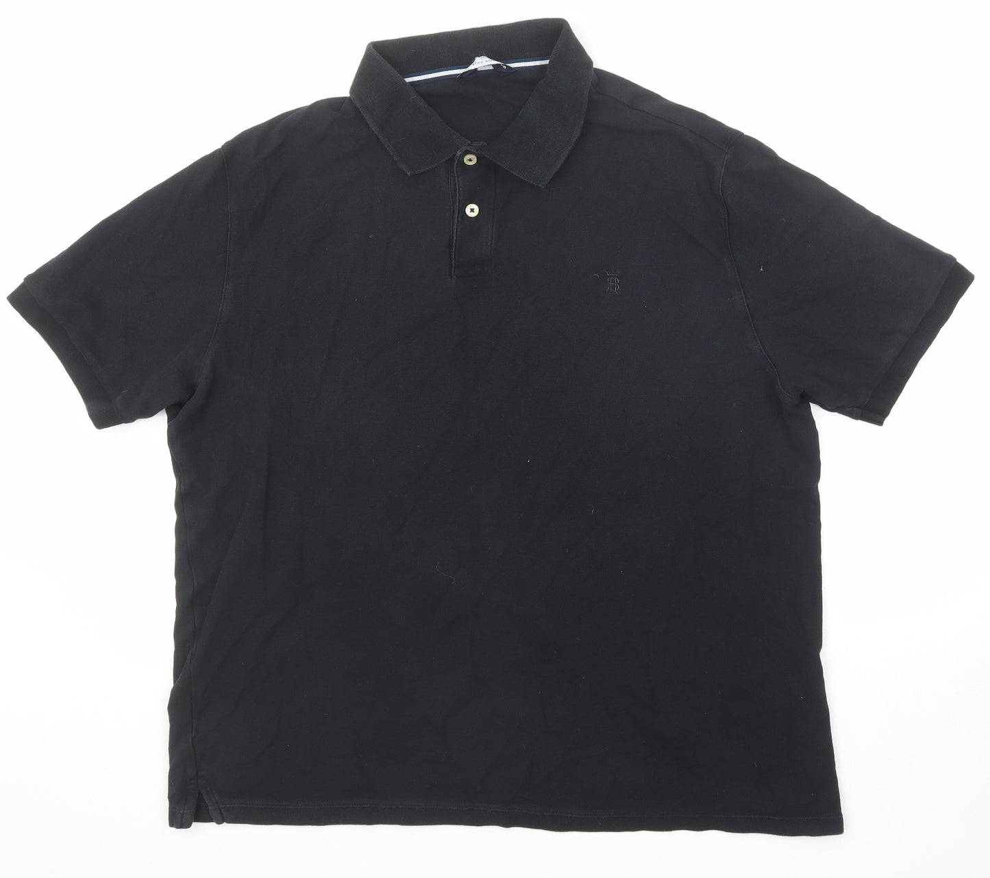 Marks and Spencer Mens Black Cotton Polo Size XL Collared Button