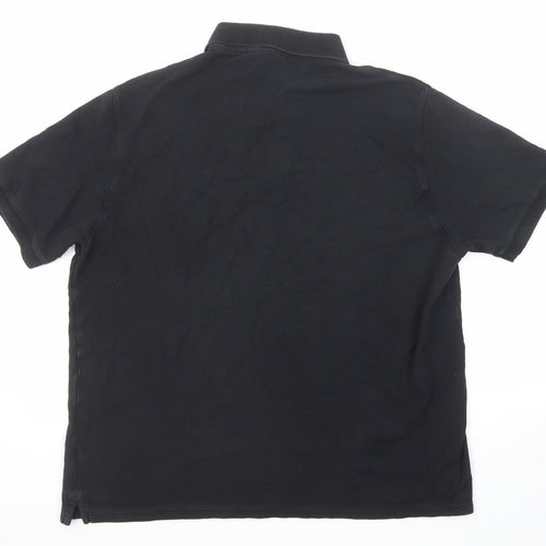 Marks and Spencer Mens Black Cotton Polo Size XL Collared Button
