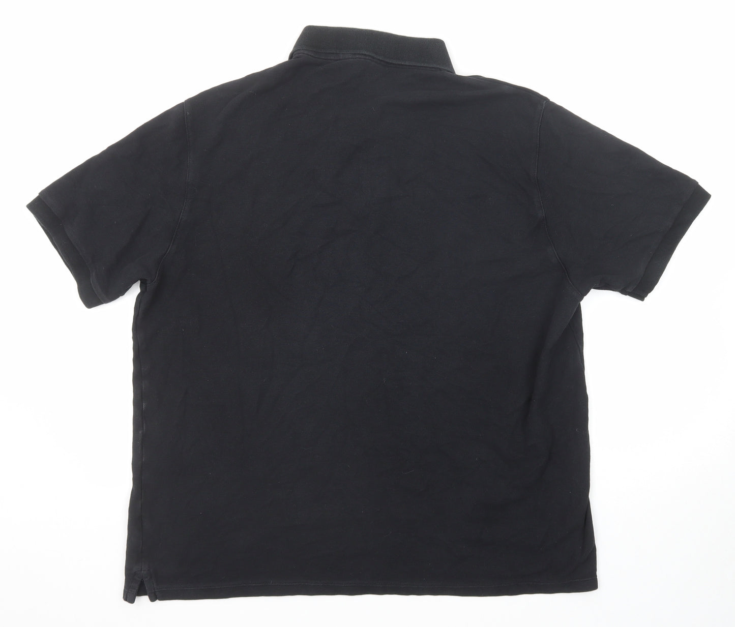 Marks and Spencer Mens Black Cotton Polo Size XL Collared Button