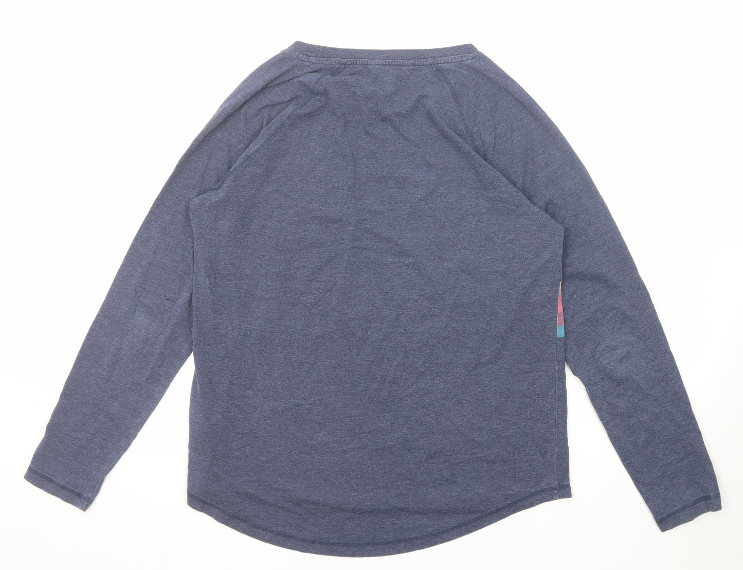 NEXT Womens Blue Cotton Basic T-Shirt Size 14 Boat Neck - Rainbow Heart