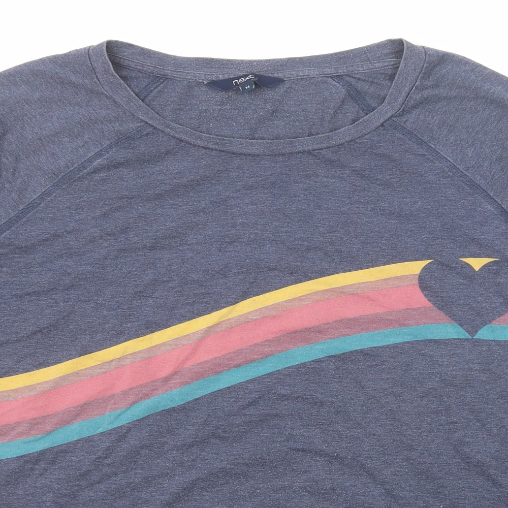 NEXT Womens Blue Cotton Basic T-Shirt Size 14 Boat Neck - Rainbow Heart