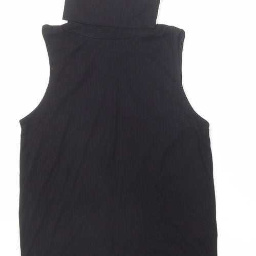 Divided by H&M Womens Black Viscose Basic Tank Size M Roll Neck