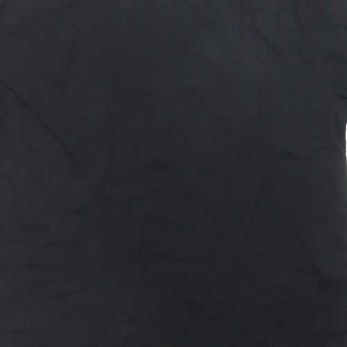 Mango Womens Black Cotton Basic T-Shirt Size S Boat Neck