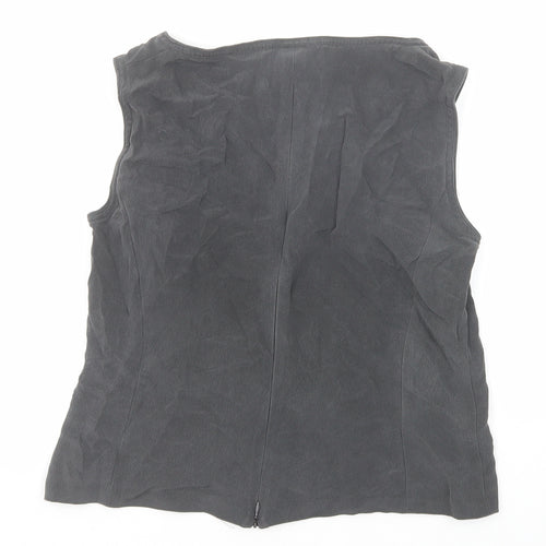 Caroline Charles Womens Grey Silk Basic Tank Size 12 Boat Neck