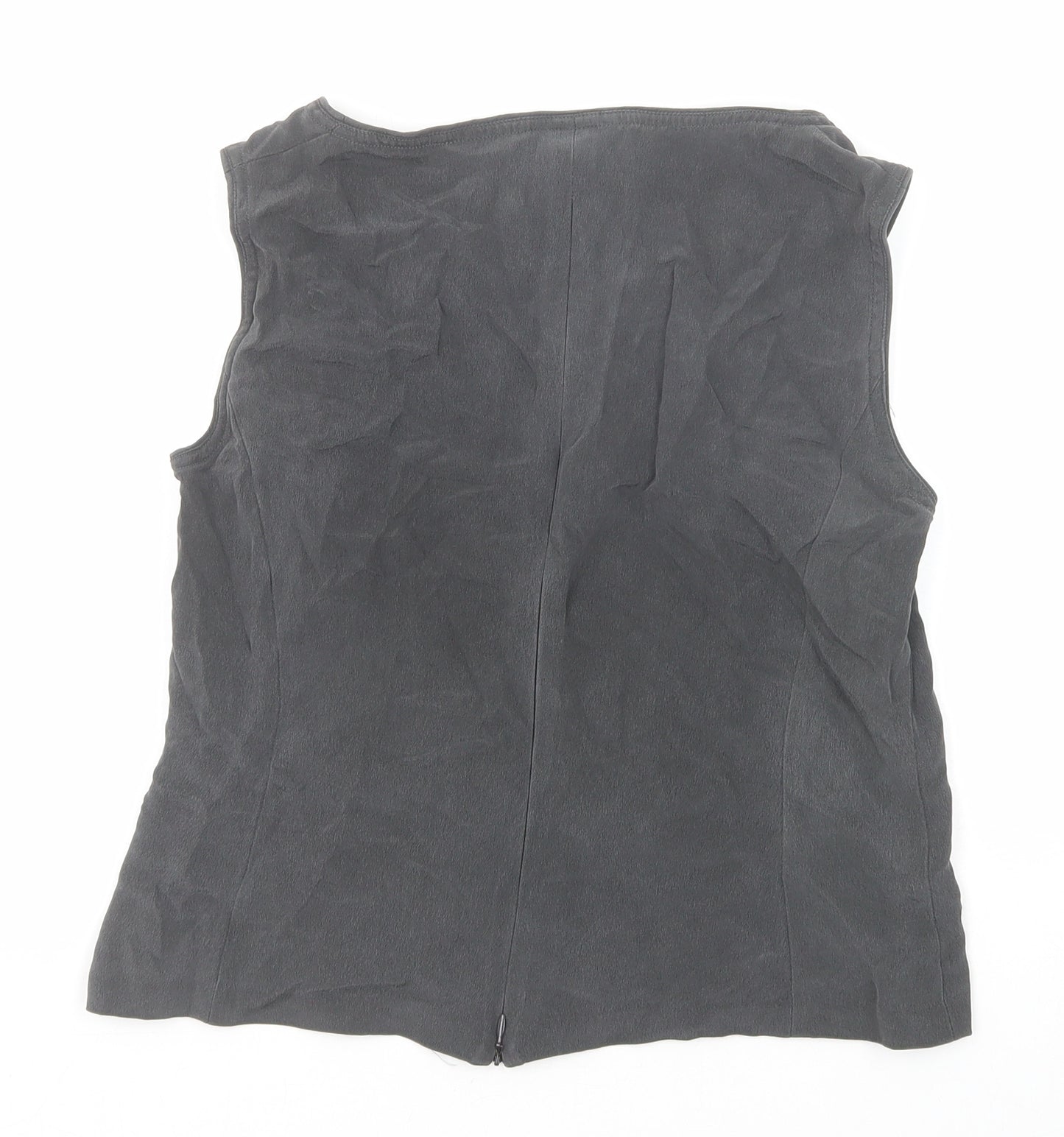 Caroline Charles Womens Grey Silk Basic Tank Size 12 Boat Neck