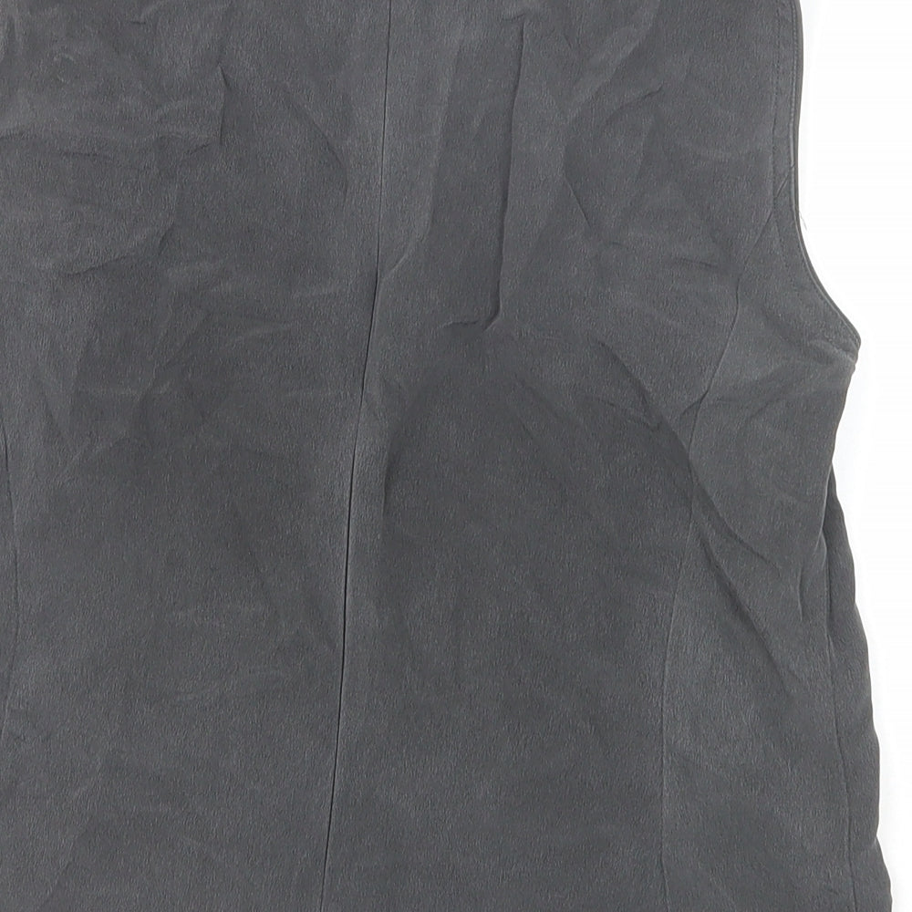 Caroline Charles Womens Grey Silk Basic Tank Size 12 Boat Neck