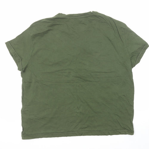 Zara Womens Green Cotton Basic T-Shirt Size S Crew Neck