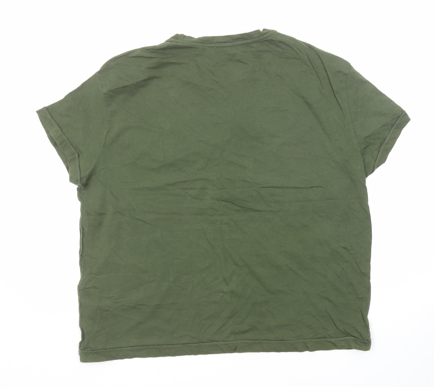 Zara Womens Green Cotton Basic T-Shirt Size S Crew Neck