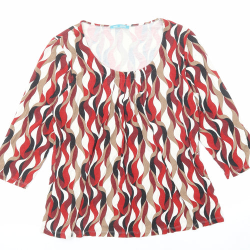 Marks and Spencer Womens Multicoloured Geometric Viscose Basic Blouse Size 12 Scoop Neck