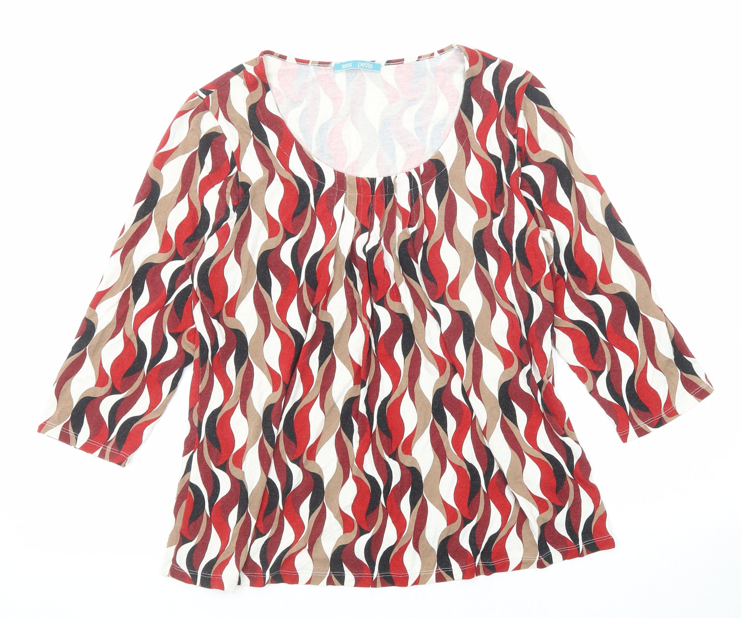 Marks and Spencer Womens Multicoloured Geometric Viscose Basic Blouse Size 12 Scoop Neck