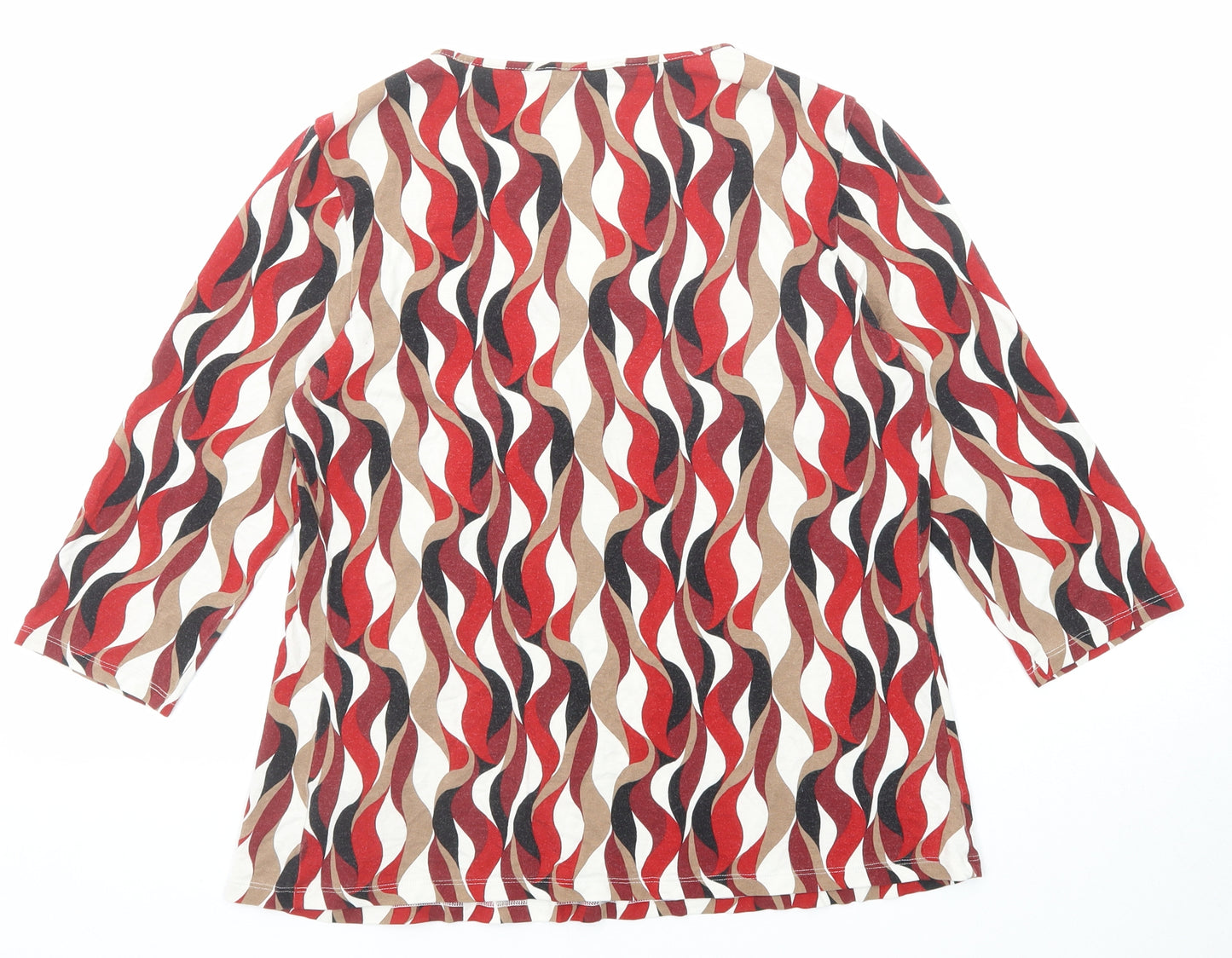 Marks and Spencer Womens Multicoloured Geometric Viscose Basic Blouse Size 12 Scoop Neck