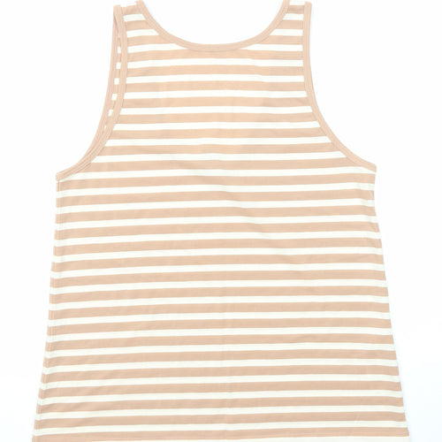 ASOS Womens Beige Striped Polyester Basic Tank Size 8 Boat Neck