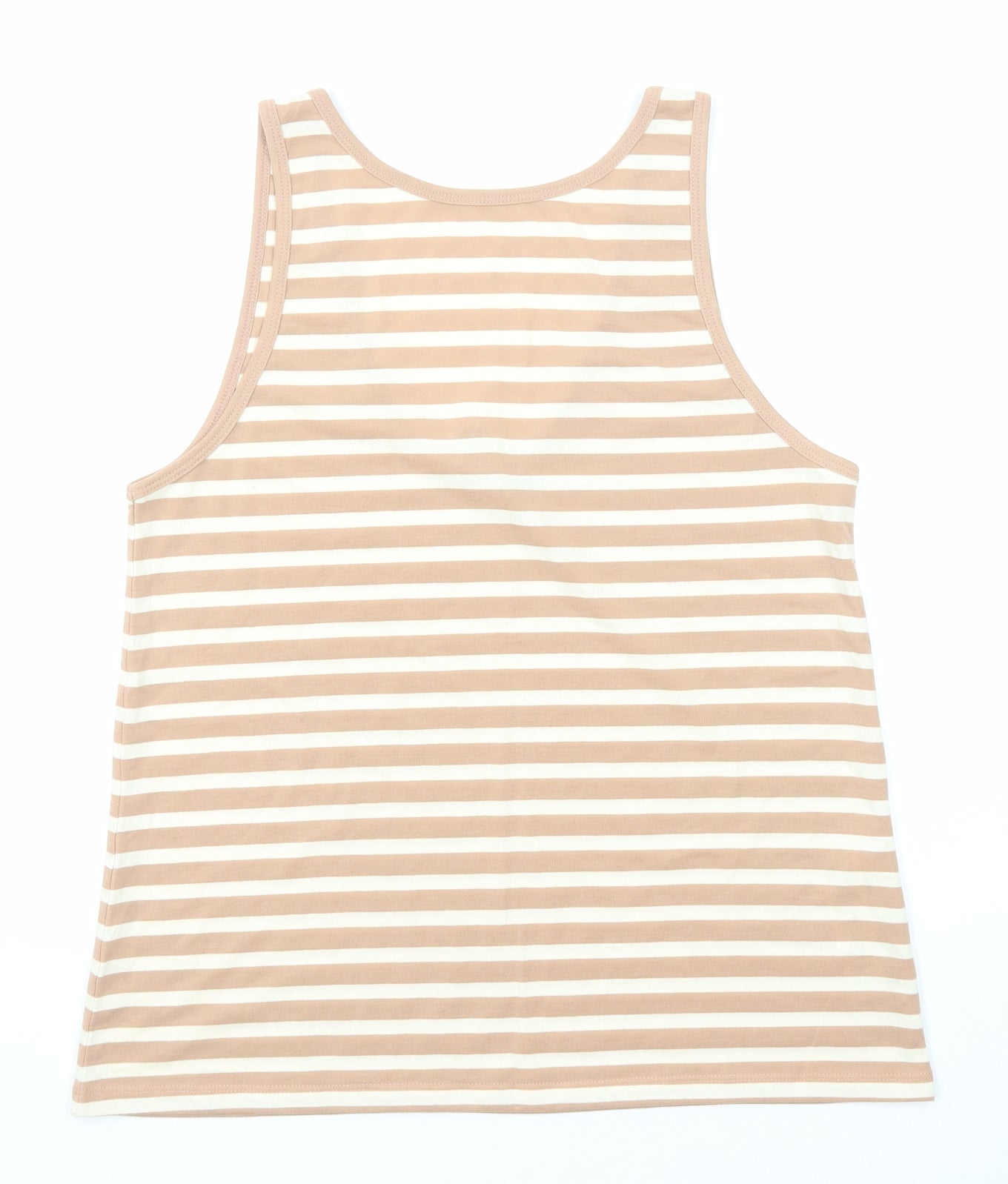 ASOS Womens Beige Striped Polyester Basic Tank Size 8 Boat Neck