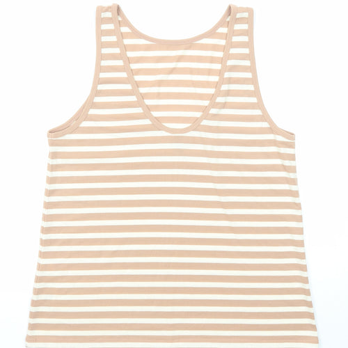 ASOS Womens Beige Striped Polyester Basic Tank Size 8 Boat Neck