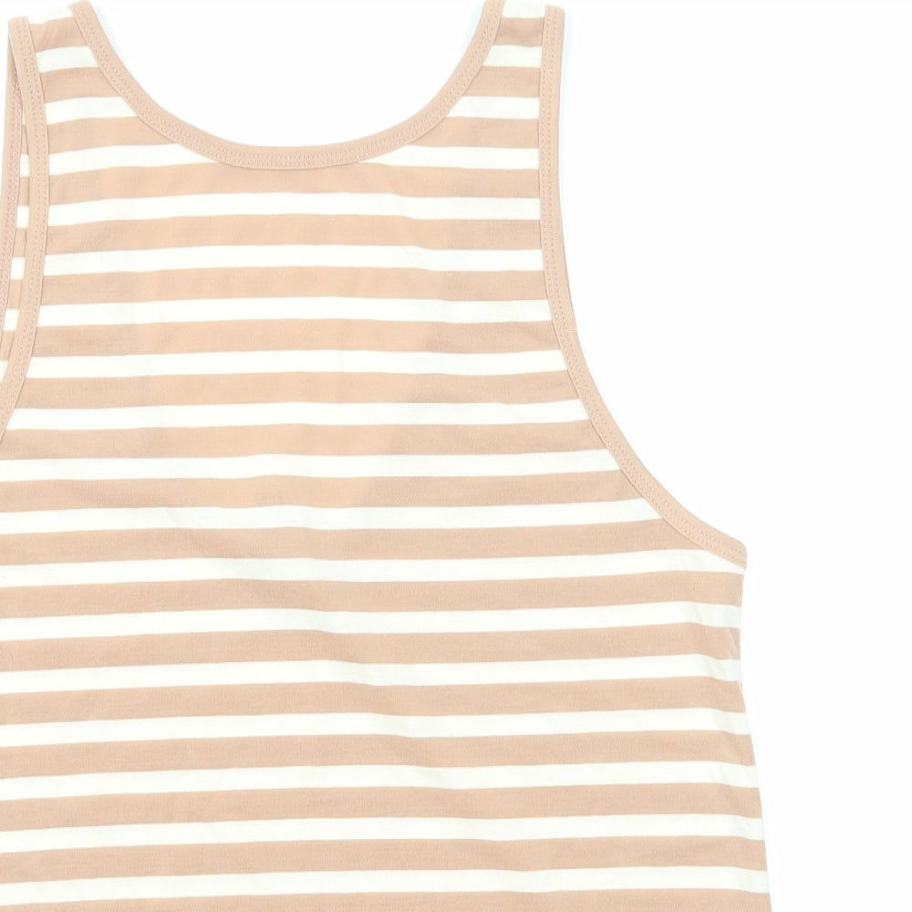 ASOS Womens Beige Striped Polyester Basic Tank Size 8 Boat Neck