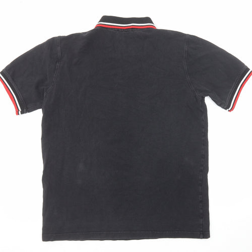 Fred Perry Mens Black Cotton Polo Size XL Collared Button
