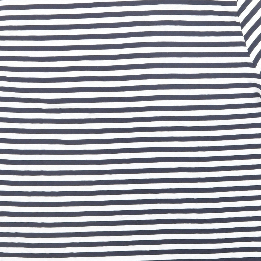 Marks and Spencer Womens Blue Striped Cotton Basic T-Shirt Size 16 Crew Neck