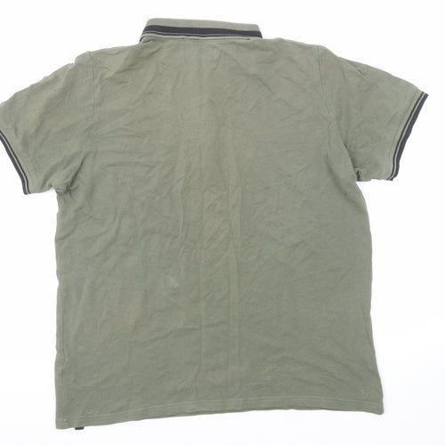 Kangol Mens Green Cotton Polo Size L Collared Button