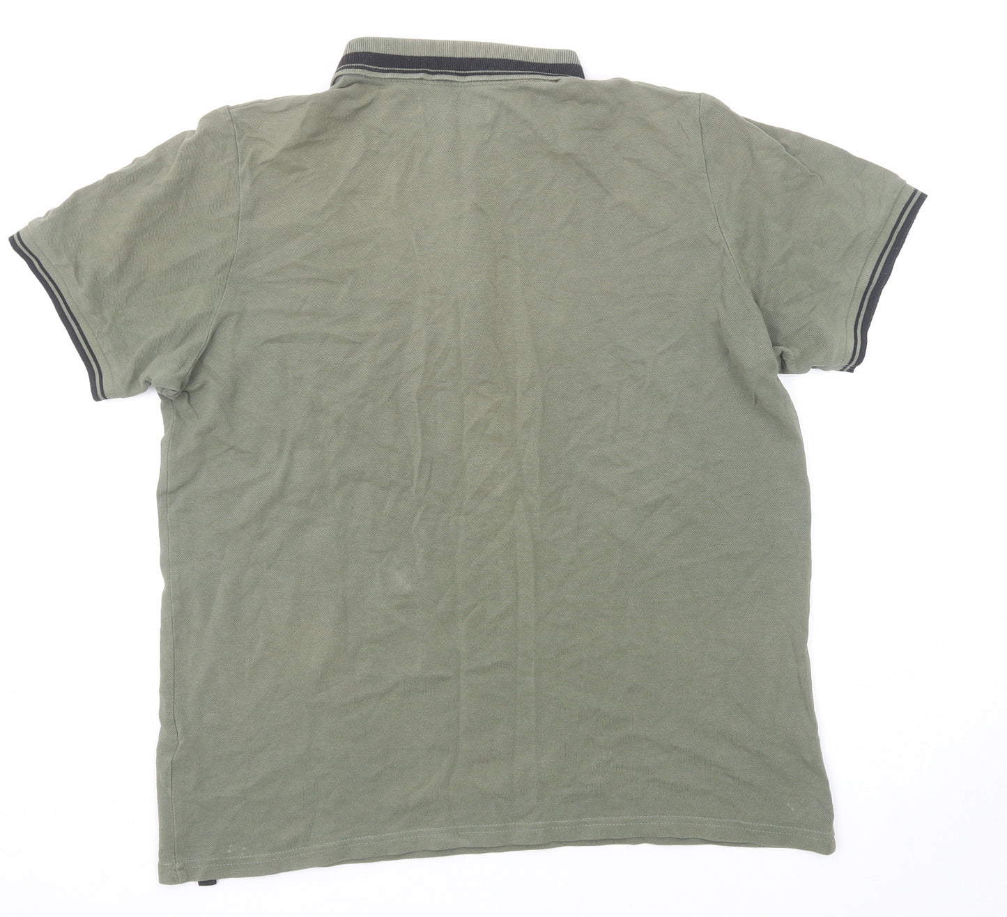 Kangol Mens Green Cotton Polo Size L Collared Button