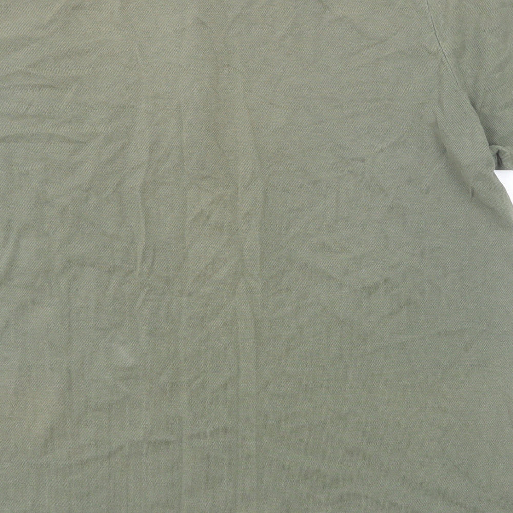 Kangol Mens Green Cotton Polo Size L Collared Button
