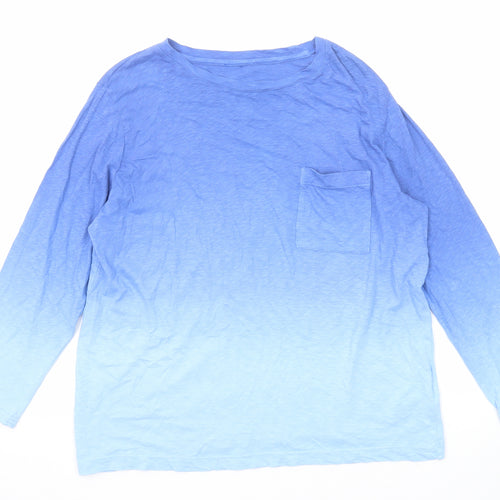 Marks and Spencer Womens Blue Cotton Basic T-Shirt Size 14 Boat Neck - Ombré