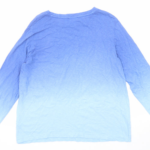 Marks and Spencer Womens Blue Cotton Basic T-Shirt Size 14 Boat Neck - Ombré