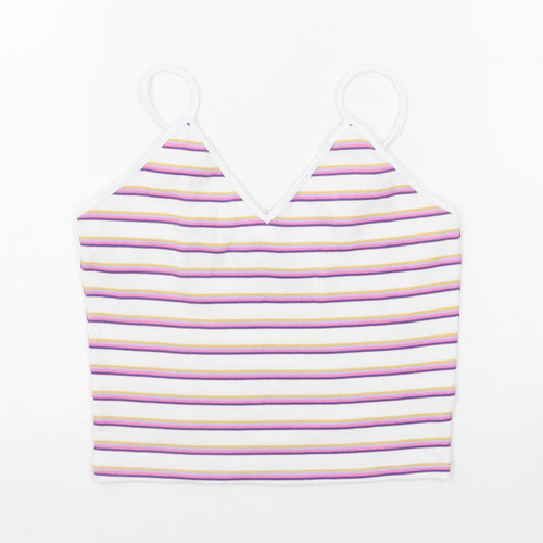 Monki Womens Multicoloured Striped Cotton Camisole Tank Size S V-Neck