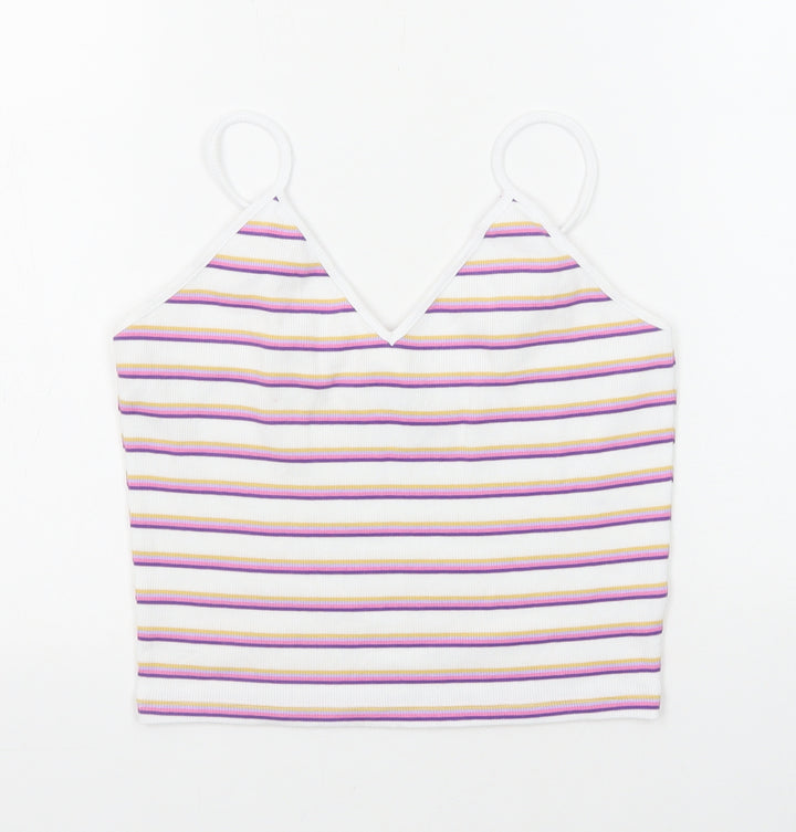 Monki Womens Multicoloured Striped Cotton Camisole Tank Size S V-Neck