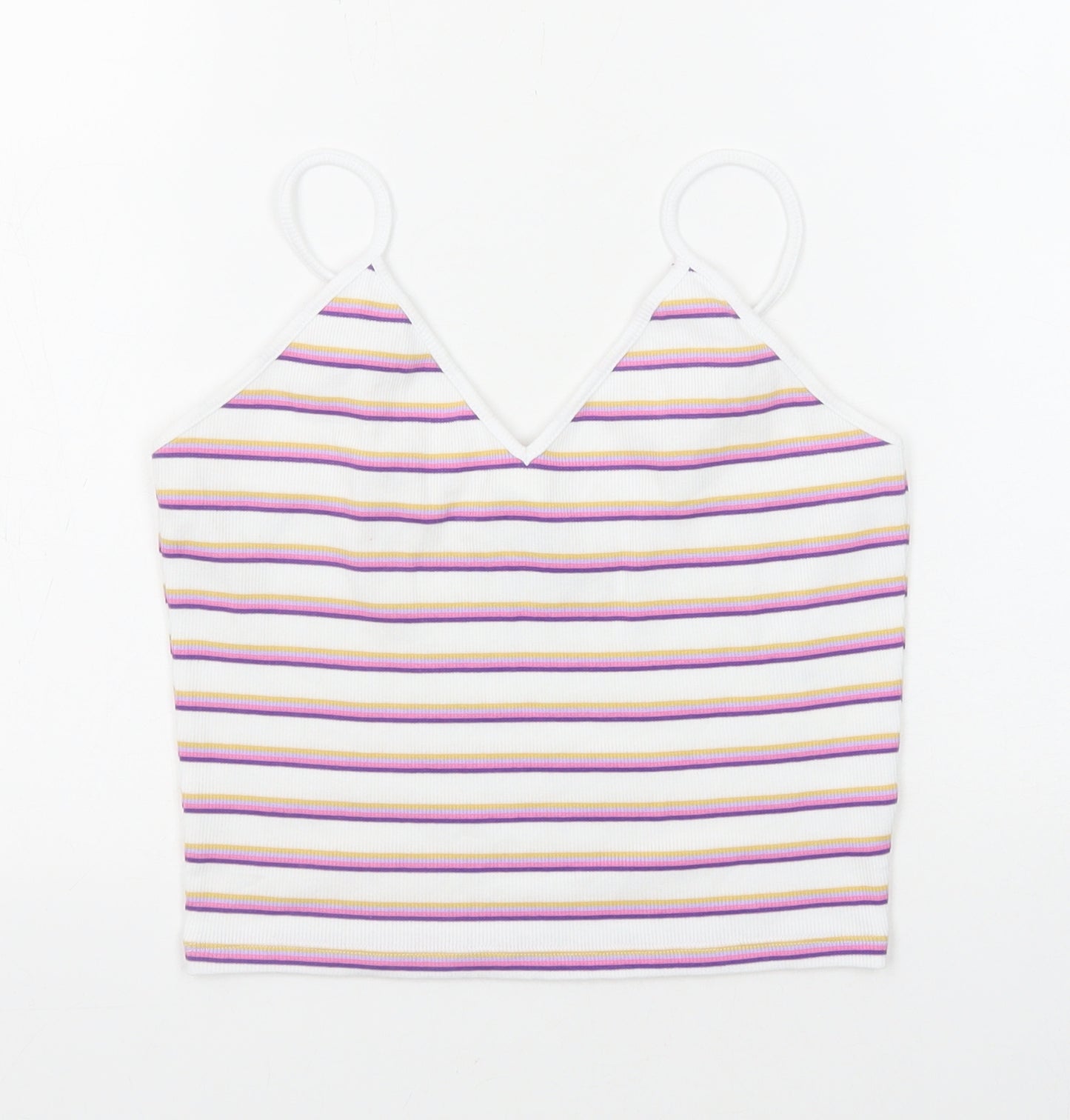 Monki Womens Multicoloured Striped Cotton Camisole Tank Size S V-Neck