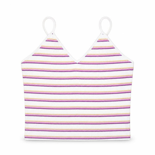 Monki Womens Multicoloured Striped Cotton Camisole Tank Size S V-Neck