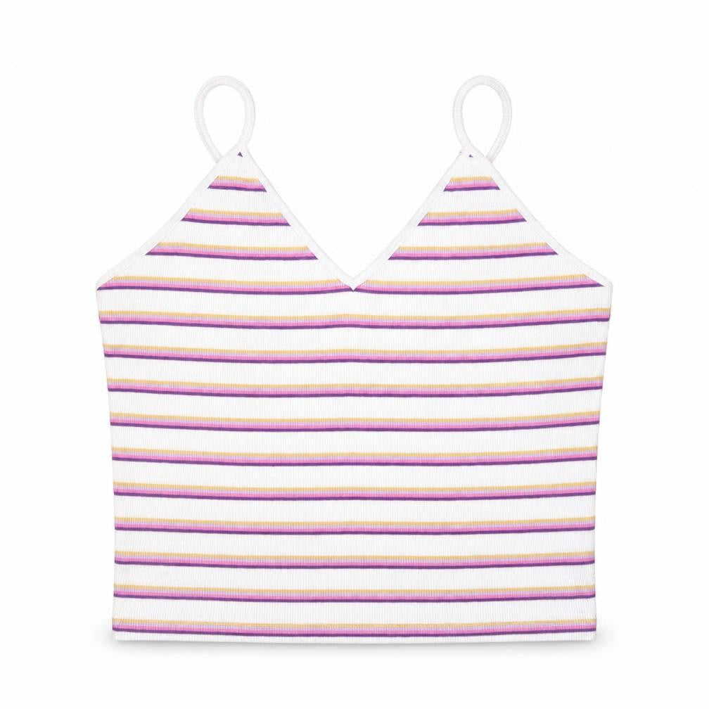 Monki Womens Multicoloured Striped Cotton Camisole Tank Size S V-Neck