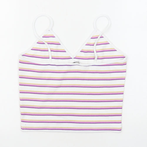 Monki Womens Multicoloured Striped Cotton Camisole Tank Size S V-Neck