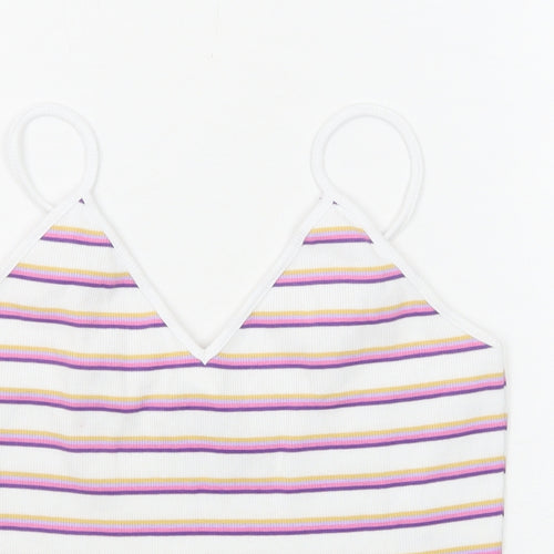 Monki Womens Multicoloured Striped Cotton Camisole Tank Size S V-Neck