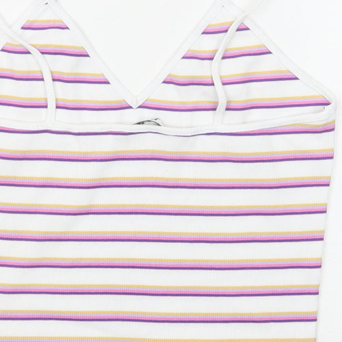 Monki Womens Multicoloured Striped Cotton Camisole Tank Size S V-Neck