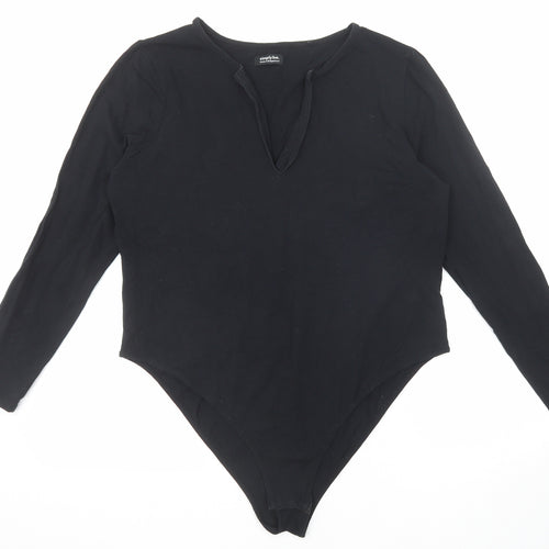 Simply Be Womens Black Cotton Bodysuit One-Piece Size 20 Snap