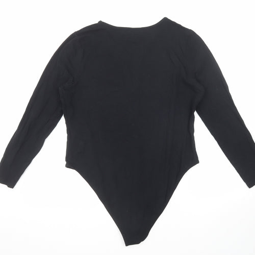 Simply Be Womens Black Cotton Bodysuit One-Piece Size 20 Snap