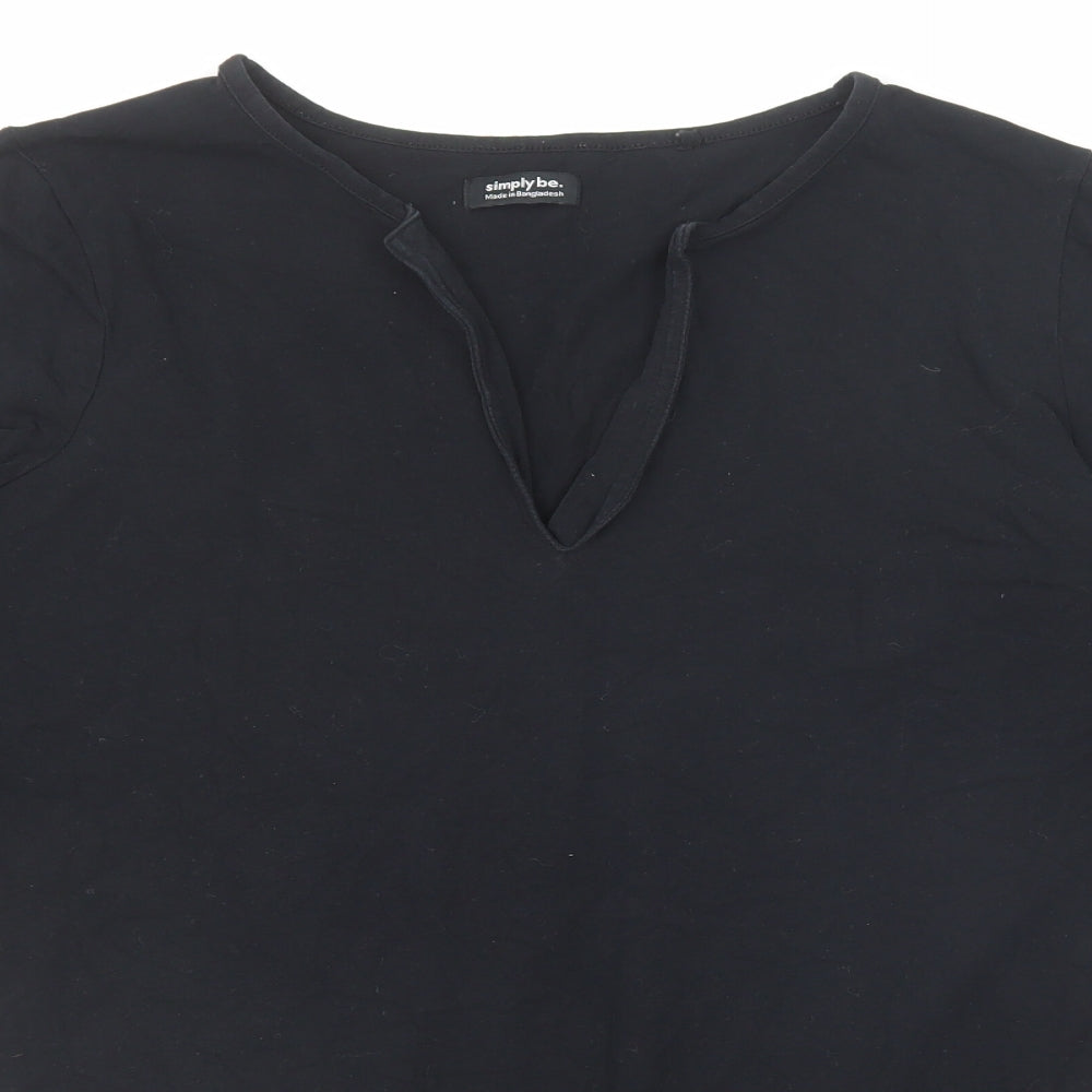 Simply Be Womens Black Cotton Bodysuit One-Piece Size 20 Snap