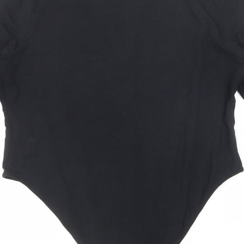 Simply Be Womens Black Cotton Bodysuit One-Piece Size 20 Snap