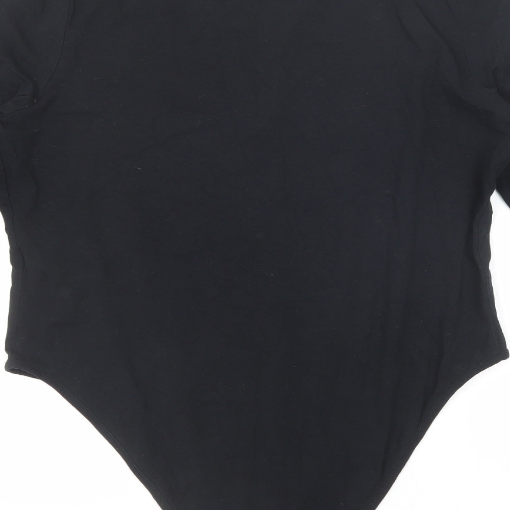 Simply Be Womens Black Cotton Bodysuit One-Piece Size 20 Snap