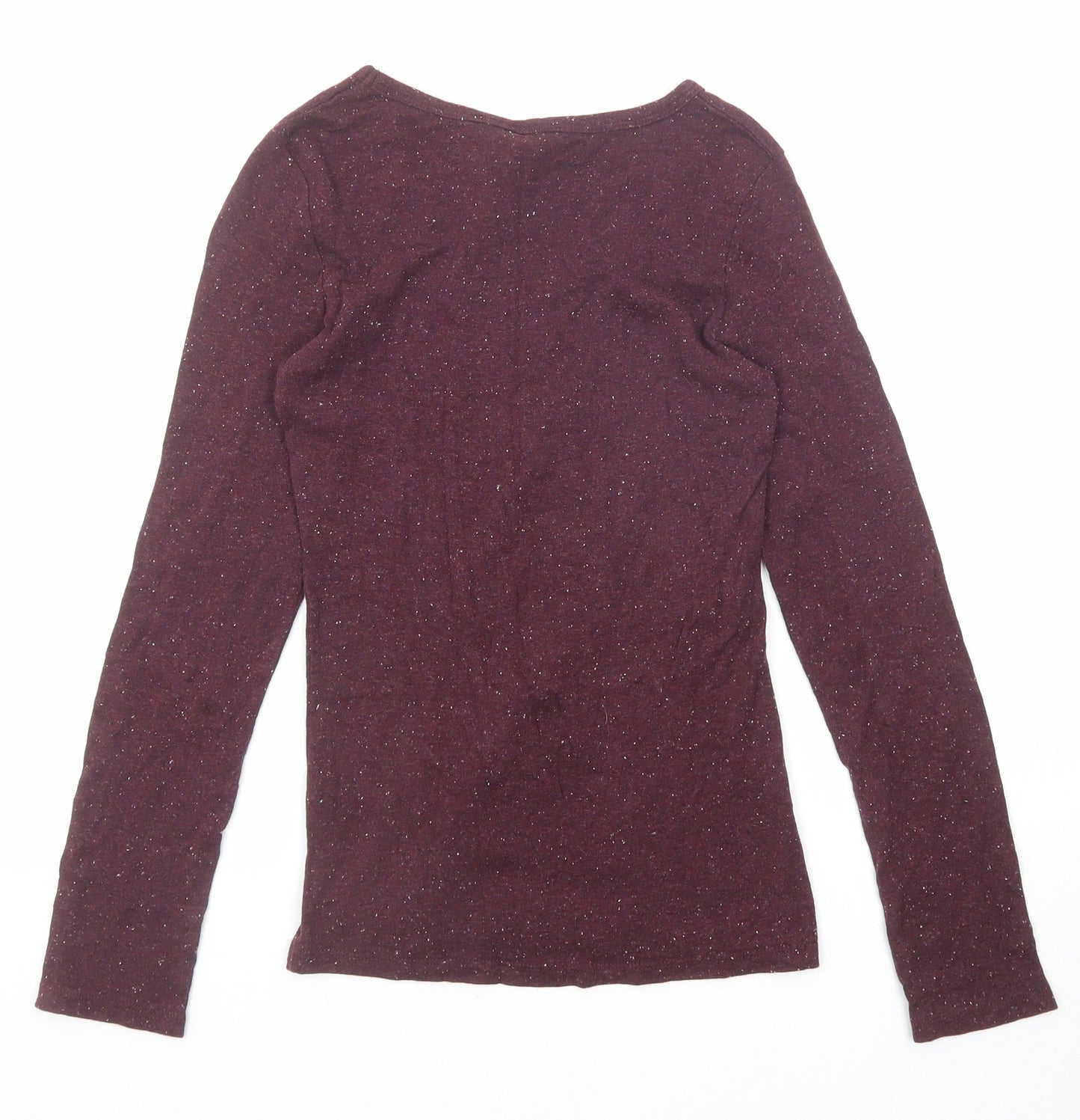 Rock & Rock Womens Purple Polyester Basic T-Shirt Size S Boat Neck