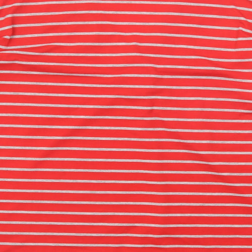 Cerulean Womens Red Striped Polyester Basic T-Shirt Size L V-Neck