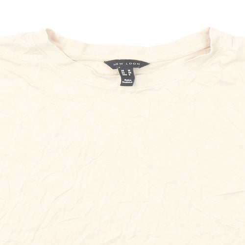 New Look Womens Beige Cotton Basic T-Shirt Size 10 Round Neck