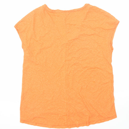 River Island Womens Orange Cotton Basic T-Shirt Size 10 V-Neck - Embellished Neckline