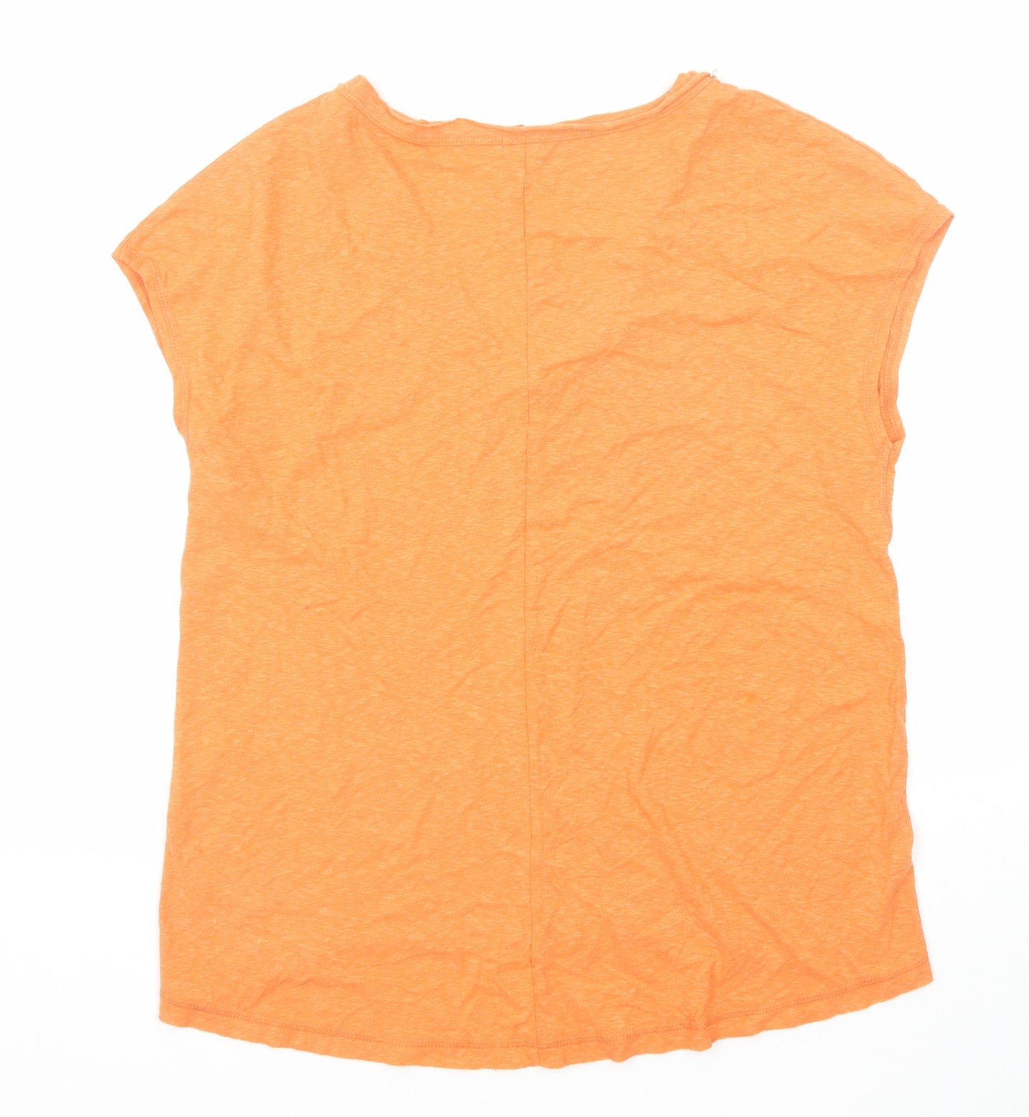 River Island Womens Orange Cotton Basic T-Shirt Size 10 V-Neck - Embellished Neckline