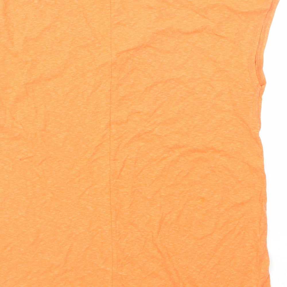 River Island Womens Orange Cotton Basic T-Shirt Size 10 V-Neck - Embellished Neckline