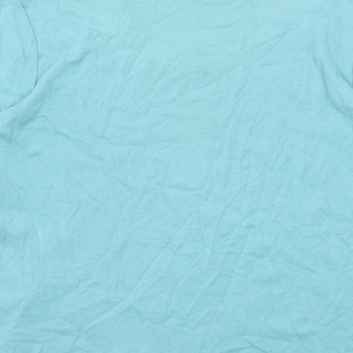 BHS Womens Blue Cotton Basic T-Shirt Size 16 Scoop Neck