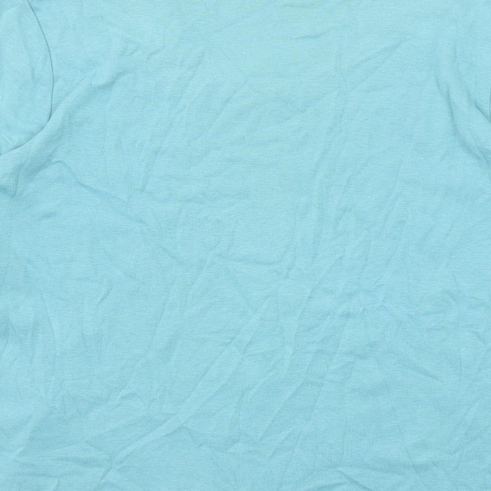 BHS Womens Blue Cotton Basic T-Shirt Size 16 Scoop Neck
