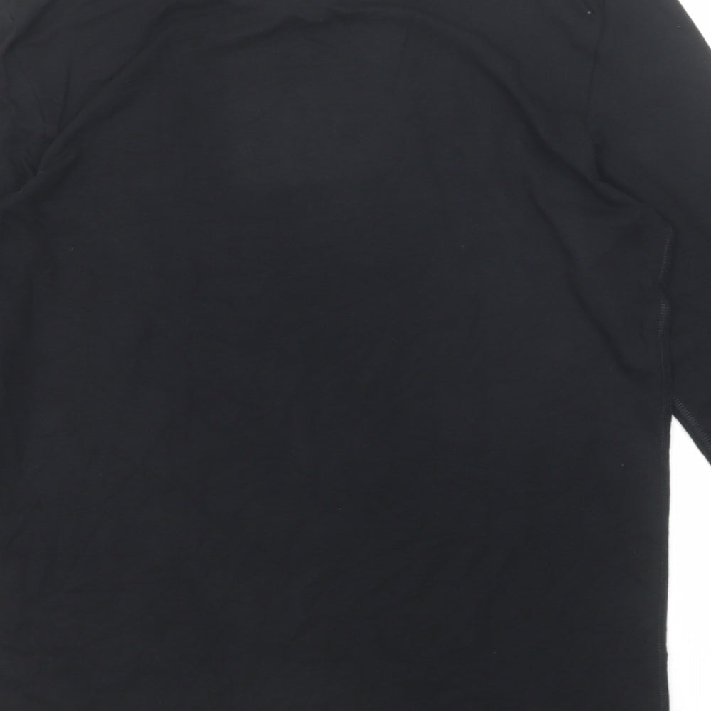 Marks and Spencer Mens Black Polyester T-Shirt Size M Round Neck
