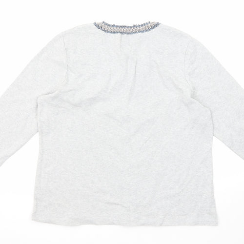 DASH Womens Grey Cotton Basic Blouse Size 18 V-Neck - Neckline Detail
