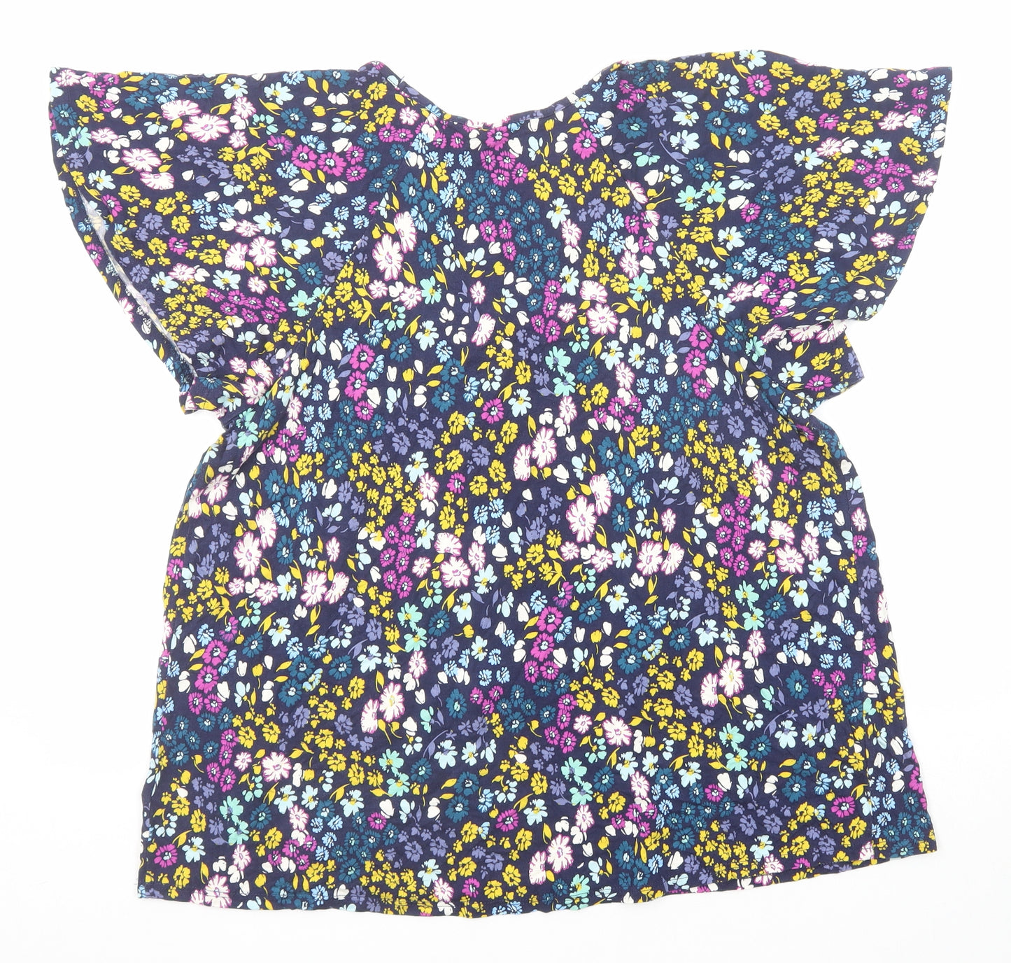 NEXT Womens Multicoloured Floral Viscose Basic T-Shirt Size 16 Round Neck